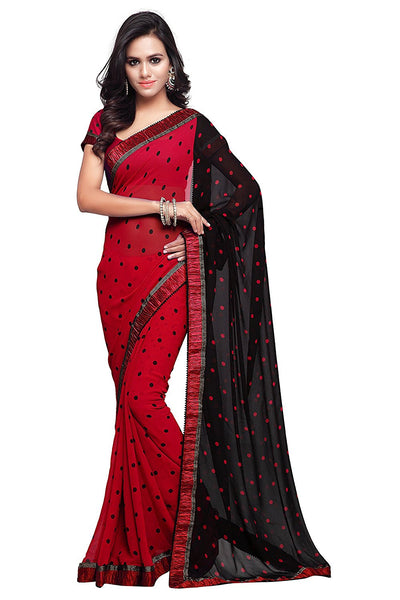 Designer Printed Georgette Sarees With Lace Border Work S056