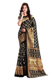 Cotton Silk Black & Golden Buttis Printed Saree For Women