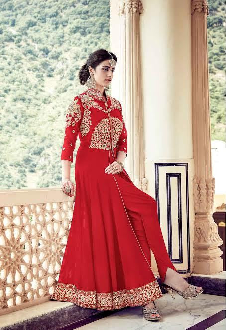 Red Color Function Wear Vintage Velvet Salwar Suit