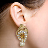Designer Jewellery Gold Pearl Daimond Dangle & Drop Earrings For Women