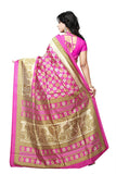 Fancy Art Silk Sarees Pink Color Lotus Print Bhagalpuri Sarees S030
