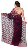 Party wear Net Saree Magenta Color Designer Net Sarees With Embroidery Work