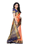 Traditional Peach Art Silk Sarees Kanjivaram Style Printed Silk Sarees With Blouse