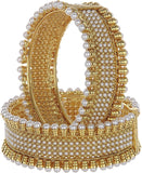 Gold Plated Pearl Studded Ethnic Traditional Party Wear Openable Bracelet Kangan Bangles