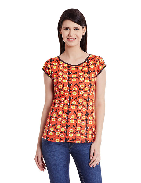 Multi-Color Casual T-Shirts For Girls With Printed Work Ladyindia35