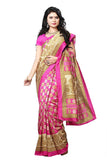 Fancy Art Silk Sarees Pink Color Lotus Print Bhagalpuri Sarees S030