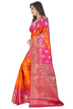 Designer Orange & Pink Cotton Silk Sari With Embroidery Border S004