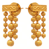 Gold Plated Multi Strands Round Gold Bead Necklace With Earrings Set Jewellery For Less One Gram