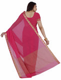 Pink Color Plain Chiffon Sarees With Lace Border Work S032