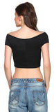 Latest Black Bandage Bardot Off-Shoulder Crop Top For Girls Ladyindia98