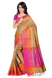 Multicolor Handcrafted Printed Tussar Silk Sarees S036