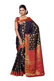 Designer Blue Color Banarasi Silk Saree With Golden Printed Work S040