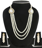 Pearls Jewellery White Multistrand Moti Rani Haar Necklace Set For Women