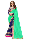fs-27-diwali-sale-party-wear-half-&-half-style-blue-&-green-designer-georgette-sarees