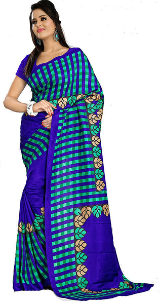 Sarees Women Checks Art Silk Printed Saree