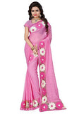 Pink Chiffon Sarees With Floral Border Work
