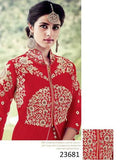Partywear Red Colored 23681 Designer Georgette Anarkali Style Front Open Embroidered Salwar Suit