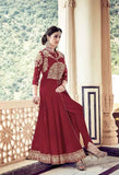 Partywear Maroon Colored 23683 Designer Georgette Anarkali Style Front Open Embroidered Salwar Suit