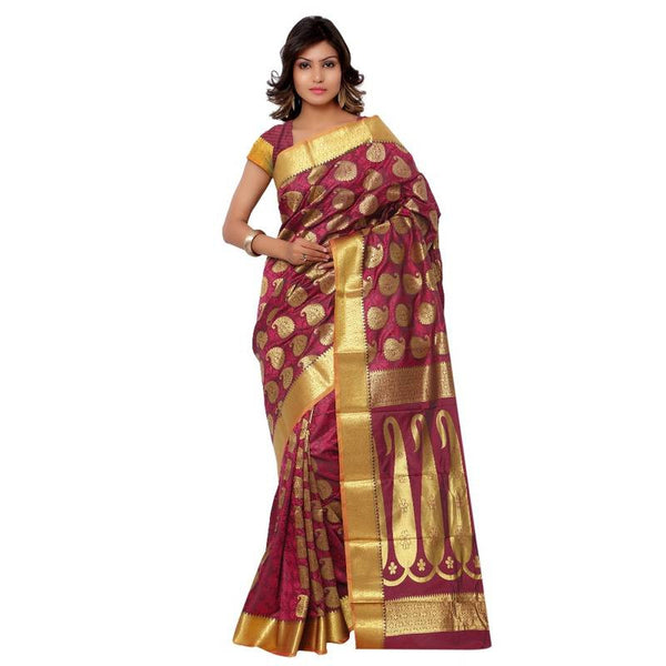 Designer Traditional Pink Kanjivaram Art Silk Printed Saree For Women