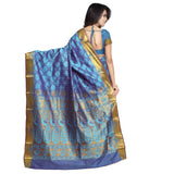 Designer Blue Kanjivaram Art Silk Paithani theme Border & Rich Zari butta Party Wear Saree
