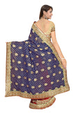 Designer Blue & Red Net Embroidered Saree­ Viscose & Satin Net Party Wear Saree