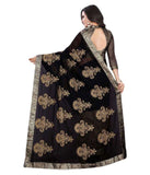Party Wear Black Georgette Saree Embroidered Saree Wedding Saree With Blouse