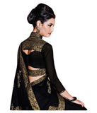 Party Wear Black Georgette Saree Embroidered Saree Wedding Saree With Blouse