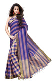 Designer Cotton Handloom Sarees Purple Casual Wear Cotton Silk Sari For Women