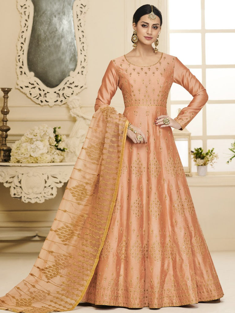 Silk fabric Anarkali gown at Rs.699/Piece in surat offer by Royal Export