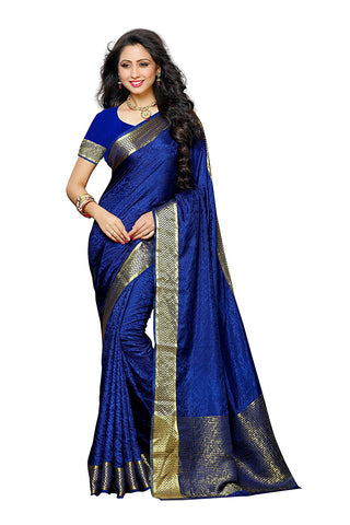Orange & Navy Blue Color Half N Half Georgette Saree – Lady India