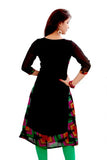 Casual Black Designer Kurti With 3/4 Sleeves For Women