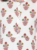 Buy Now Floral Print Long Anarkalis - White Floral Printed Long Kurta with Palazzos
