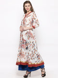 Buy Now Floral Print Long Anarkalis - Women Multicoloured Floral Printed Anarkali Cotton Kurta