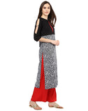 Buy Palazzo Suits For Women's Casual Wear Black Floral Print Kurta With Red Palazzo Suits