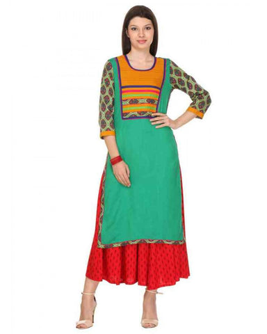 Urban-Naari-Red-&-white-Colored-Designer-Cotton-Blend-Printed-Stitched-Kurti