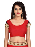 Designer Sarees  Red & Black Georgette Half & Half Style Sari Party Wear Saree