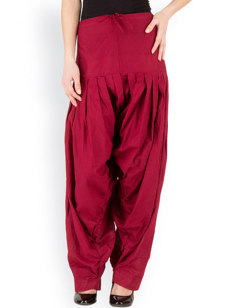 Maroon Color Patiala With Pleats Plain Patiala For Girl LS50
