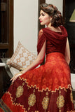 Long Party Gowns Rust & Maroon Color Semi-Stitched Silk & Net Embroidery, Sequence Work Party Gowns