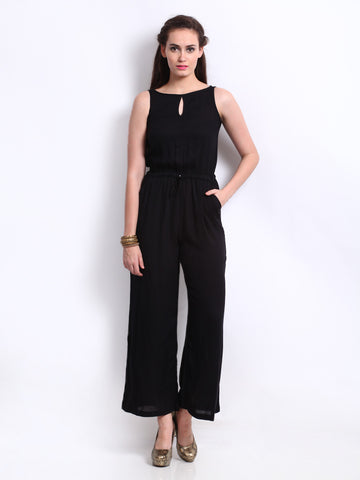 Gorgeous Plain Black Jumpsuit For Girl