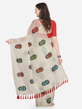 Designer Saree Off-White Polycotton Embroidered Chanderi Saree