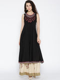 Designer Black & Beige Embroidered Two In One Palazzo Kameez Dupatta Online
