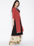 Designer Black & Beige Embroidered Two In One Palazzo Kameez Dupatta Online