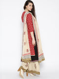 Designer Black & Beige Embroidered Two In One Palazzo Kameez Dupatta Online