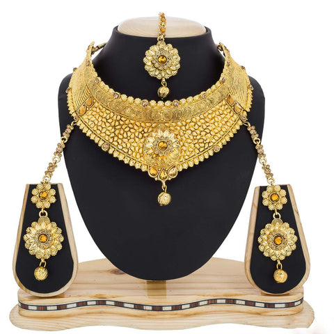 Exclusive Bridal Jewelry Online Golden Color Necklace Set