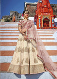 Exclusive Bridal Lehenga Choli Cream Color Royal Art Silk Embroidered Ghagra Choli Bridal