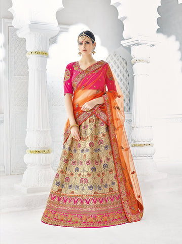 Exclusive Wedding Ghagra Choli Multi Color Zari Embroidery & Stone Work Designer Lehenga Choli