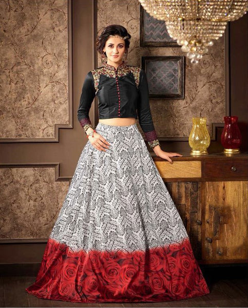 Exclusive Western Style Lehenga Embroidered Top & Digital Printed Stitched Lehenga Choli