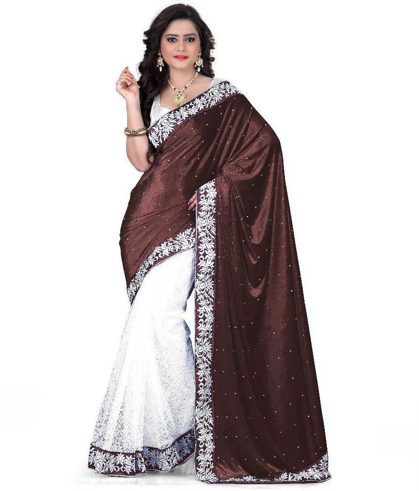 Festival Wear Designer Velvet Wine Lace Border Saree With Blouse And Belt –  Kaleendi