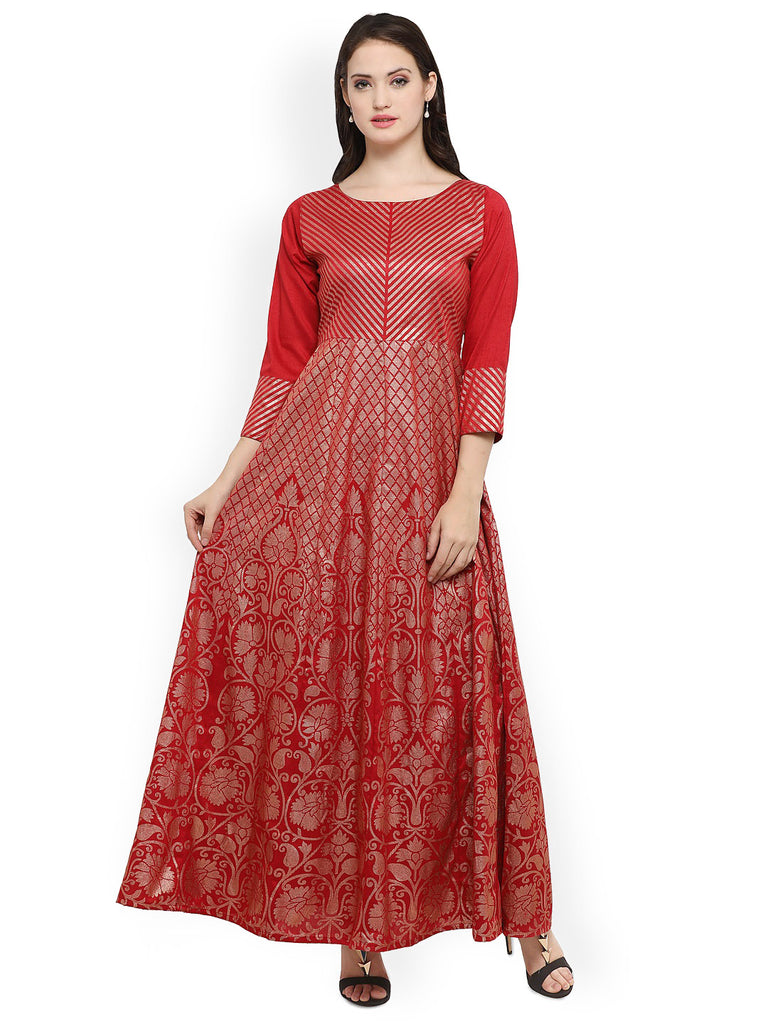 Washable Peach Color Party Wear Full Sleeves Round-neck Ladies Fancy Silk A  Line Anarkali Kurti at Best Price in Mumbai | Mishka Clothing