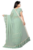 Georgette Light Green Ruffle Saree with Blouse